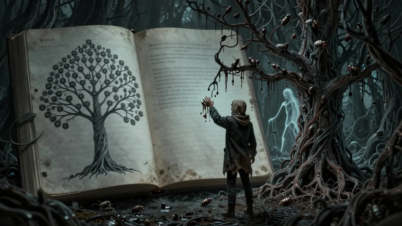 Division entre un arbre binaire rigide et une forêt MPT vivante, un mineur en train de se dissoudre en hexadécimal.