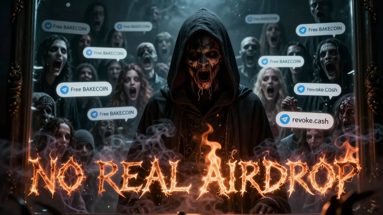 Figurant masqué reflétant des escrocs, des visages emprisonnés dans des liens phishing.