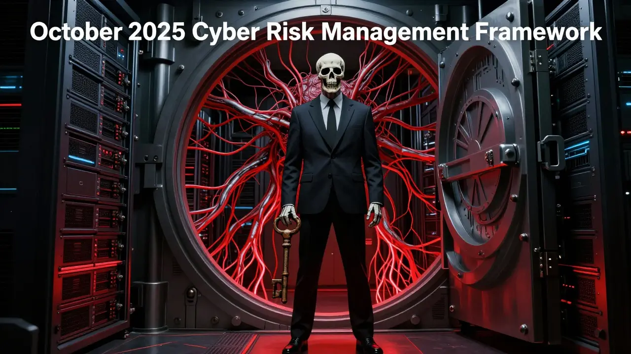 Coffre-fort futuriste macabre mêlant circuits électroniques et éléments organiques.