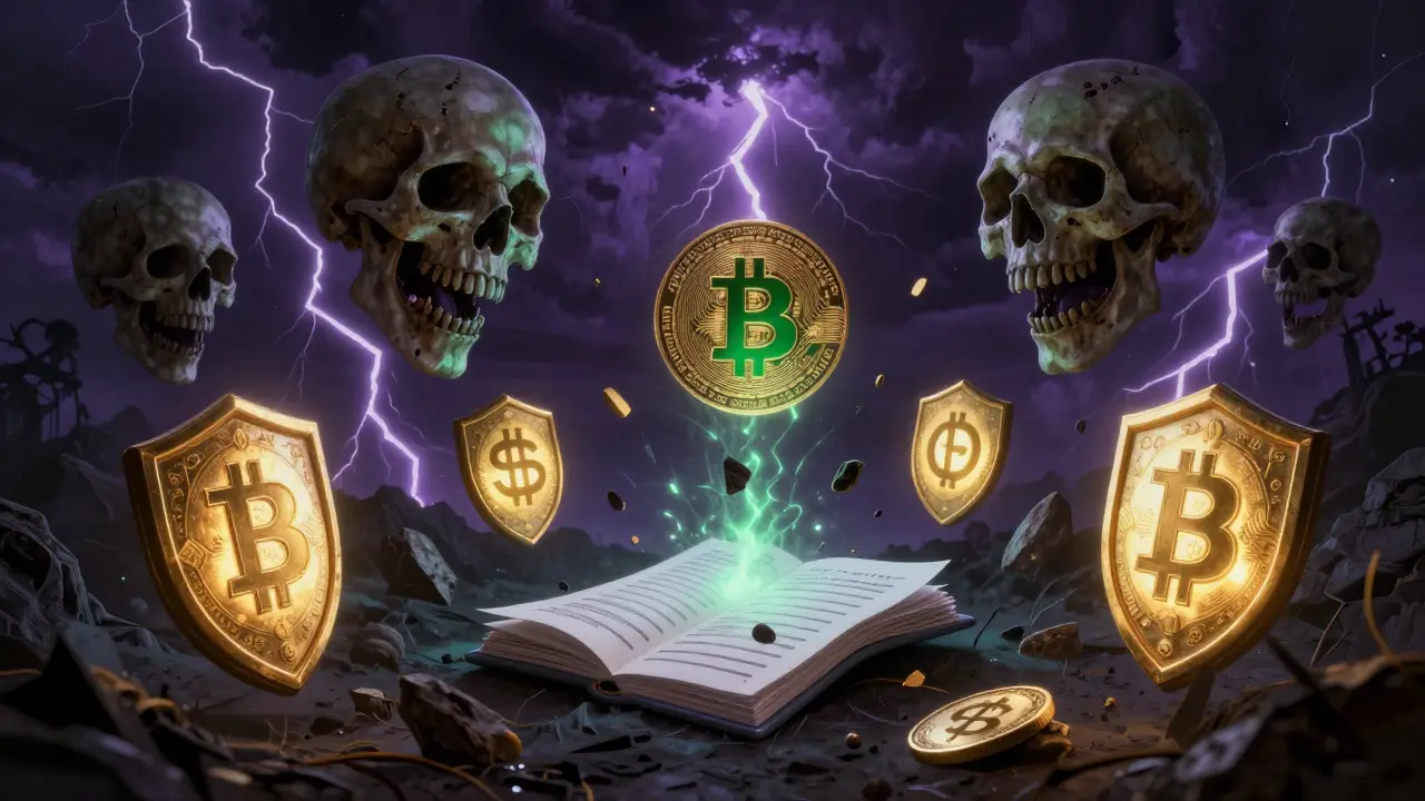 Crânes crypto volatiles menaçant des boucliers de stablecoins