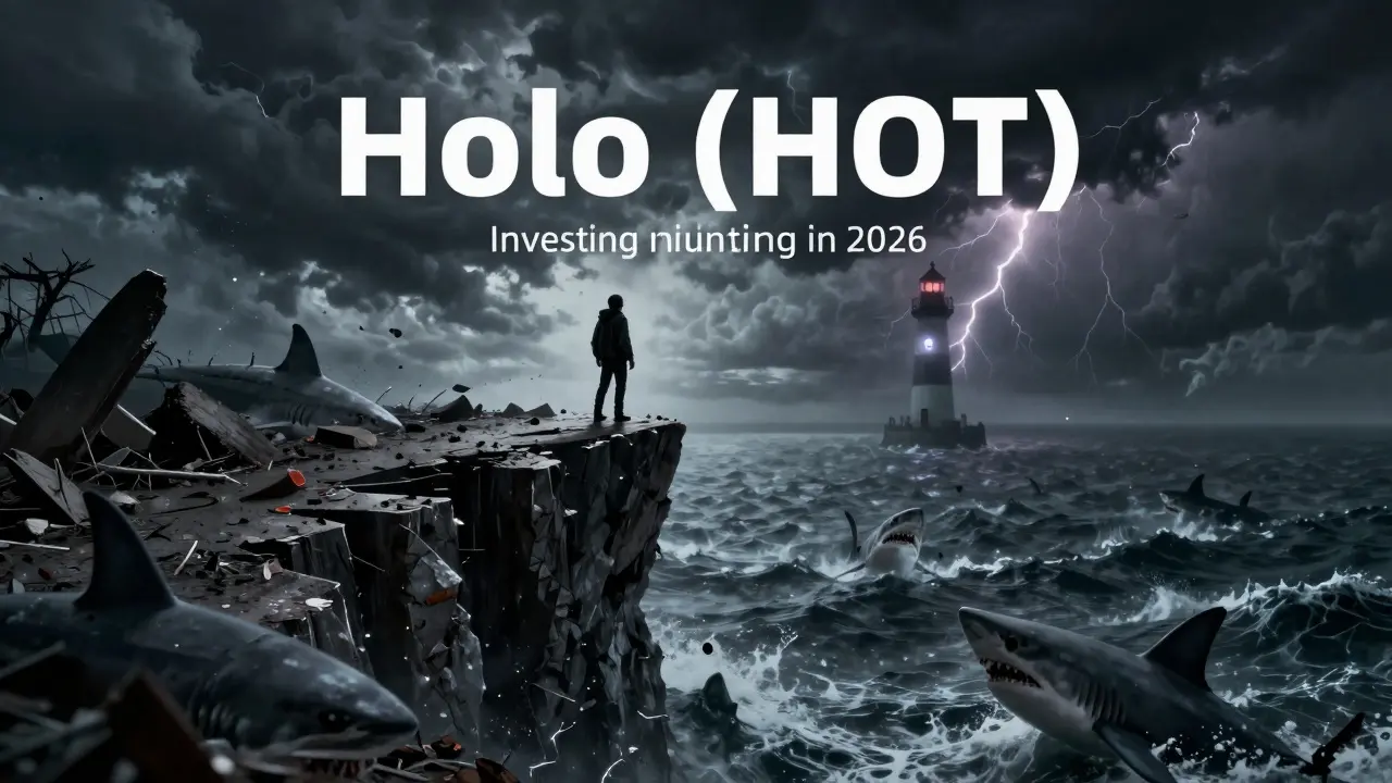 Investisseur seul sur une falaise brisée face à une mer tempétueuse, symbolisant les risques de HOT.