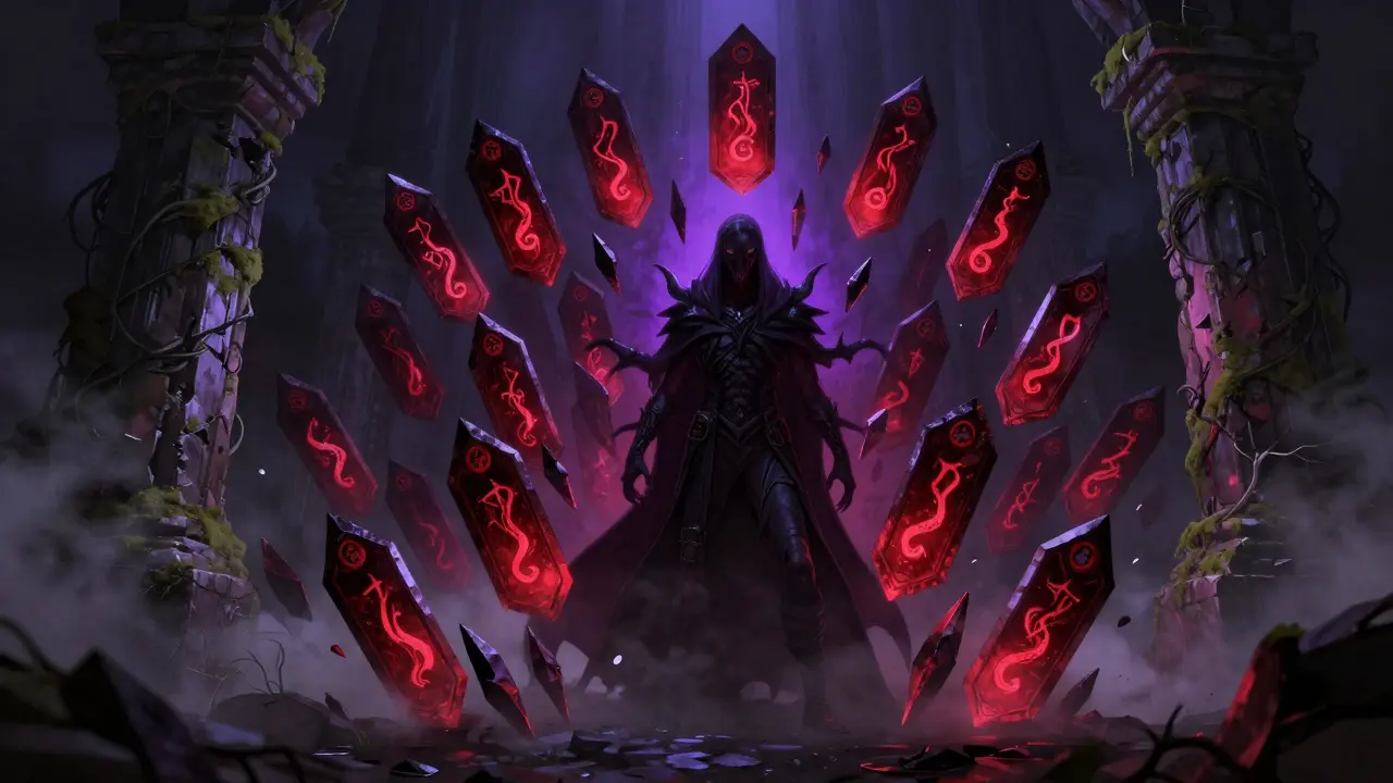 Fantasy sombre : un créateur protégé par des tokens lumineux