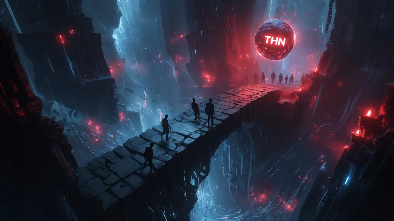 Pont précaire au-dessus d'un abîme numérique, illustrant les risques des promotions