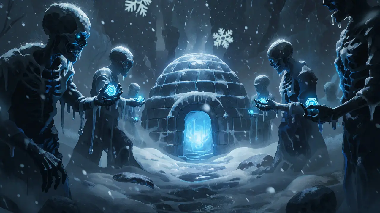 Zombies crème glacée gardant un igloo de staking dans la neige